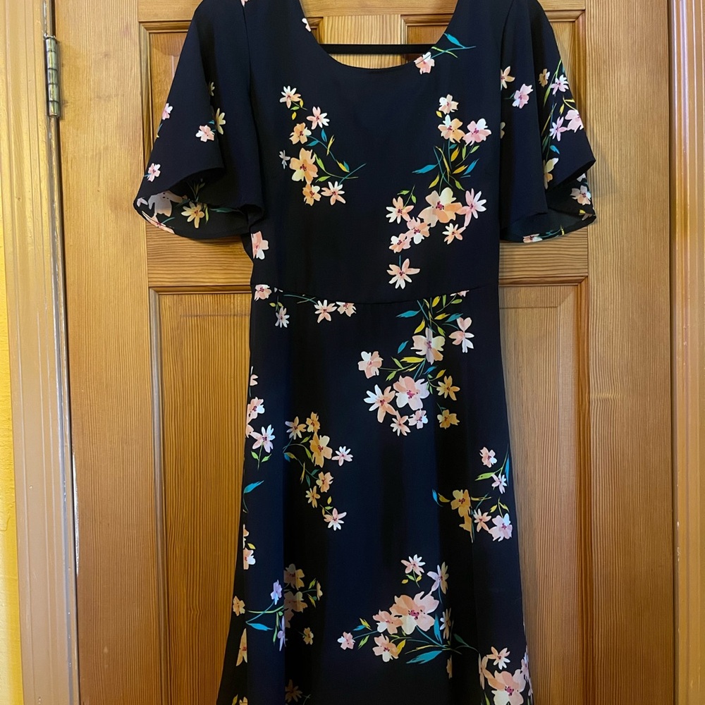 Gilli Black Dress with Floral Accents